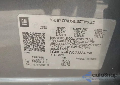 2018 Chevrolet Traverse Ls from USA, damaged, VIN 1GNERFKW0JJ224369